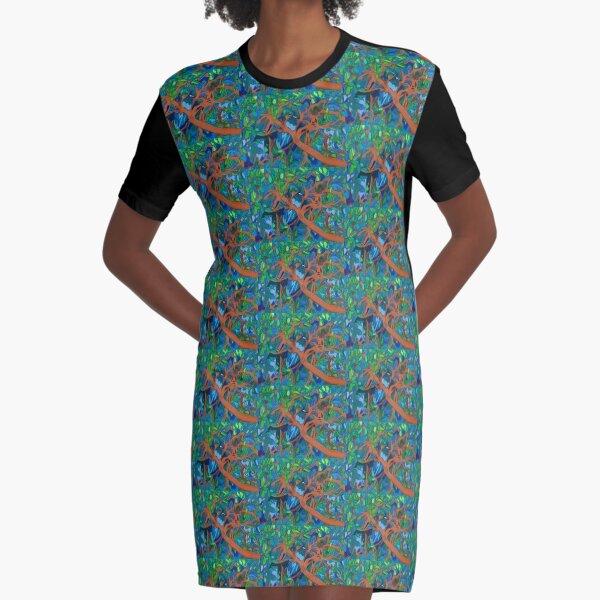 A Very Pretty Peacock in a Pear Tree Graphic T-Shirt Dress