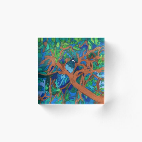 A Very Pretty Peacock in a Pear Tree Acrylic Block