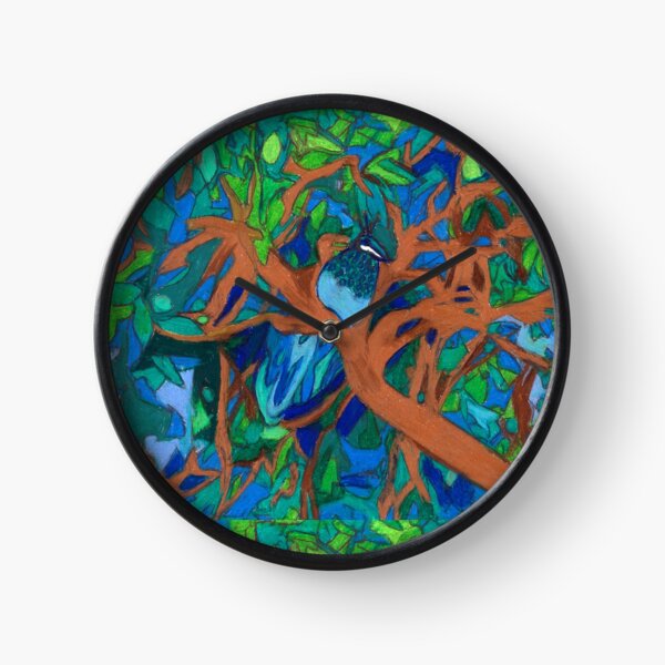 A Very Pretty Peacock in a Pear Tree Clock