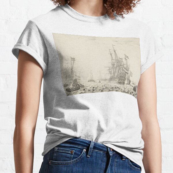 Dutch Ships near the Coast Oil Painting by Willem van de Velde the Elder Classic T-Shirt