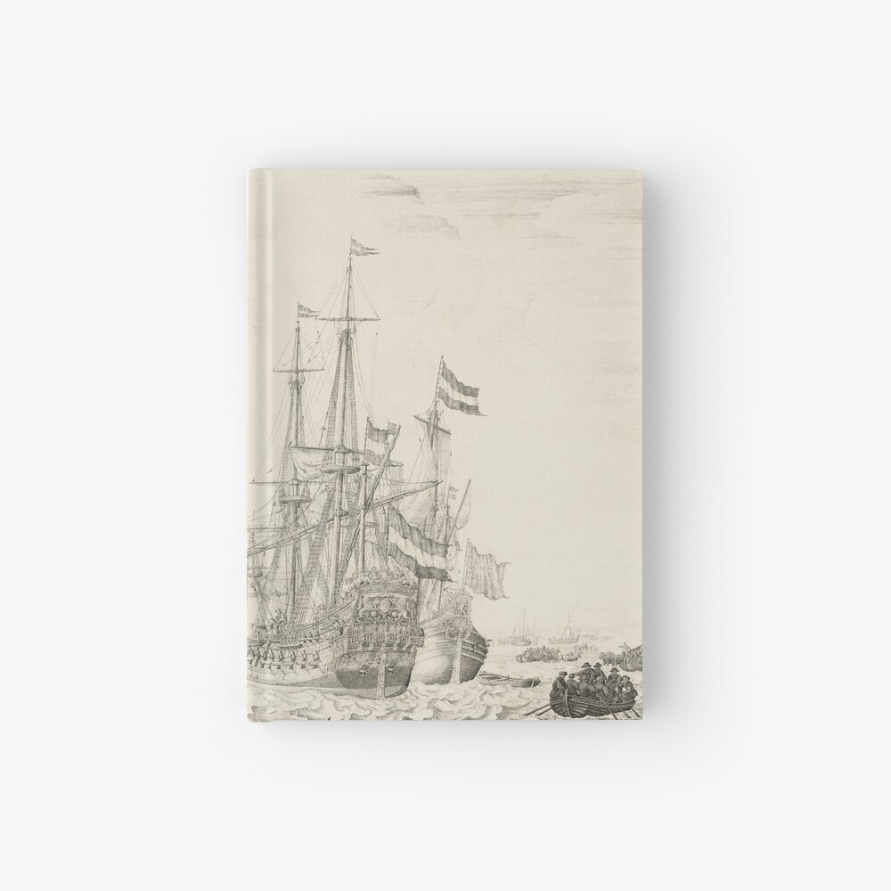 Dutch Ships near the Coast Oil Painting by Willem van de Velde the Elder Hardcover Journal