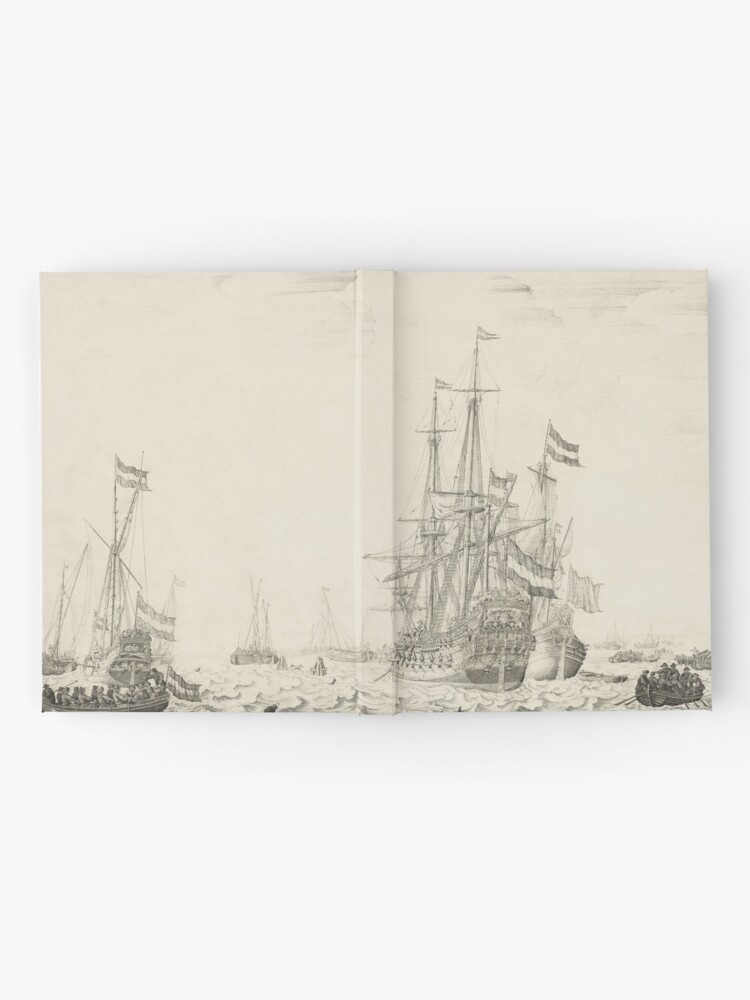 Alternate view of Dutch Ships near the Coast Oil Painting by Willem van de Velde the Elder Hardcover Journal