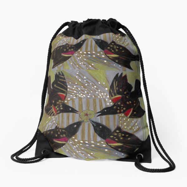 Four Calling Birds Drawstring Bag