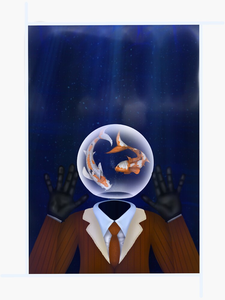 "Fish Bowl Head" Sticker for Sale by FTSart Redbubble