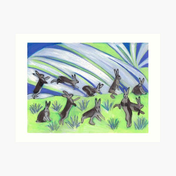 Ten Leaping Hares Art Print