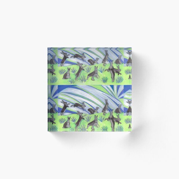 Ten Leaping Hares Acrylic Block