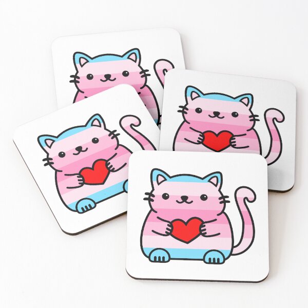 Item preview, Transfeminine Pride Flag Kitty designed and sold by ilexdesigns.