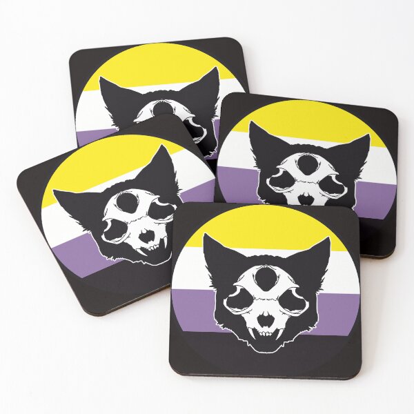 Item preview, Non-Binary Cat Skull Pride (Black) designed and sold by Liminal Odds & Ends.