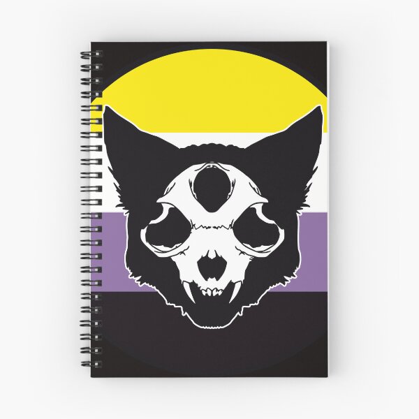 Item preview, Non-Binary Cat Skull Pride (Black) designed and sold by Liminal Odds & Ends.