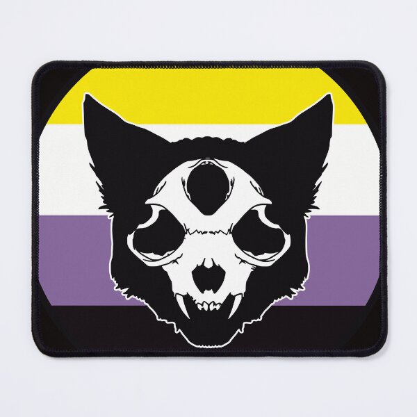 Item preview, Non-Binary Cat Skull Pride (Black) designed and sold by Liminal Odds & Ends.