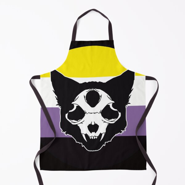 Item preview, Non-Binary Cat Skull Pride (Black) designed and sold by Liminal Odds & Ends.
