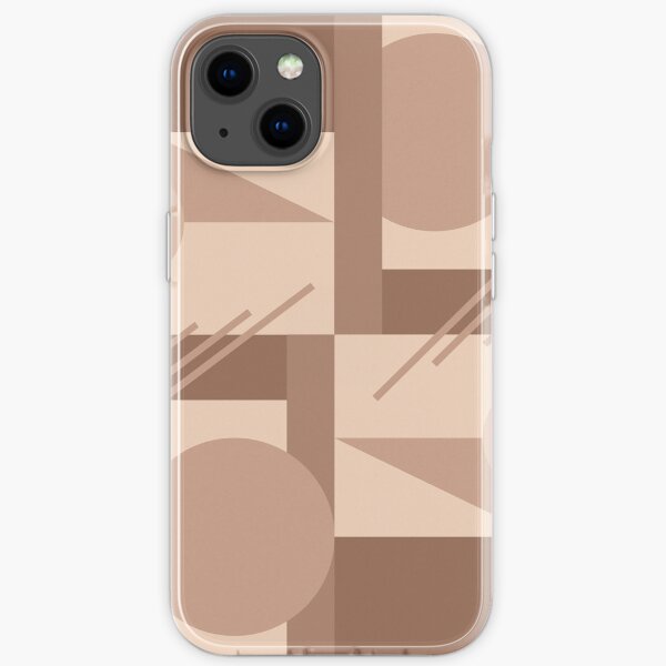 Brown homestyle geometric pattern. Aesthetic interior styling and interior design. iPhone Soft Case