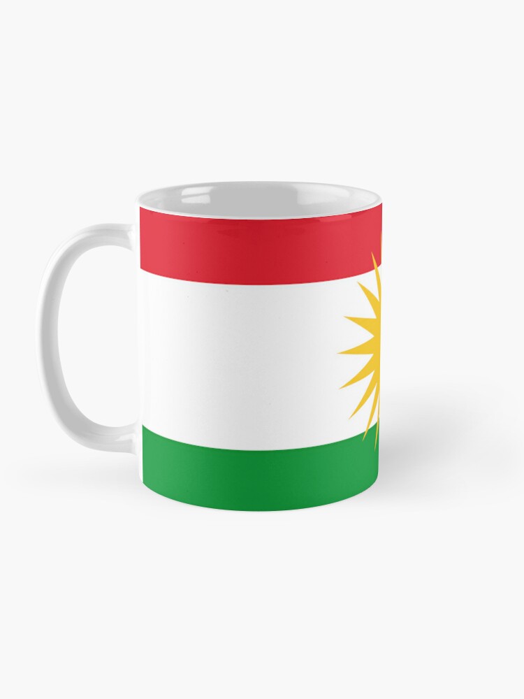 Mug à café avec l'œuvre Drapeau du Kurdistan créée et vendue par Shorlick