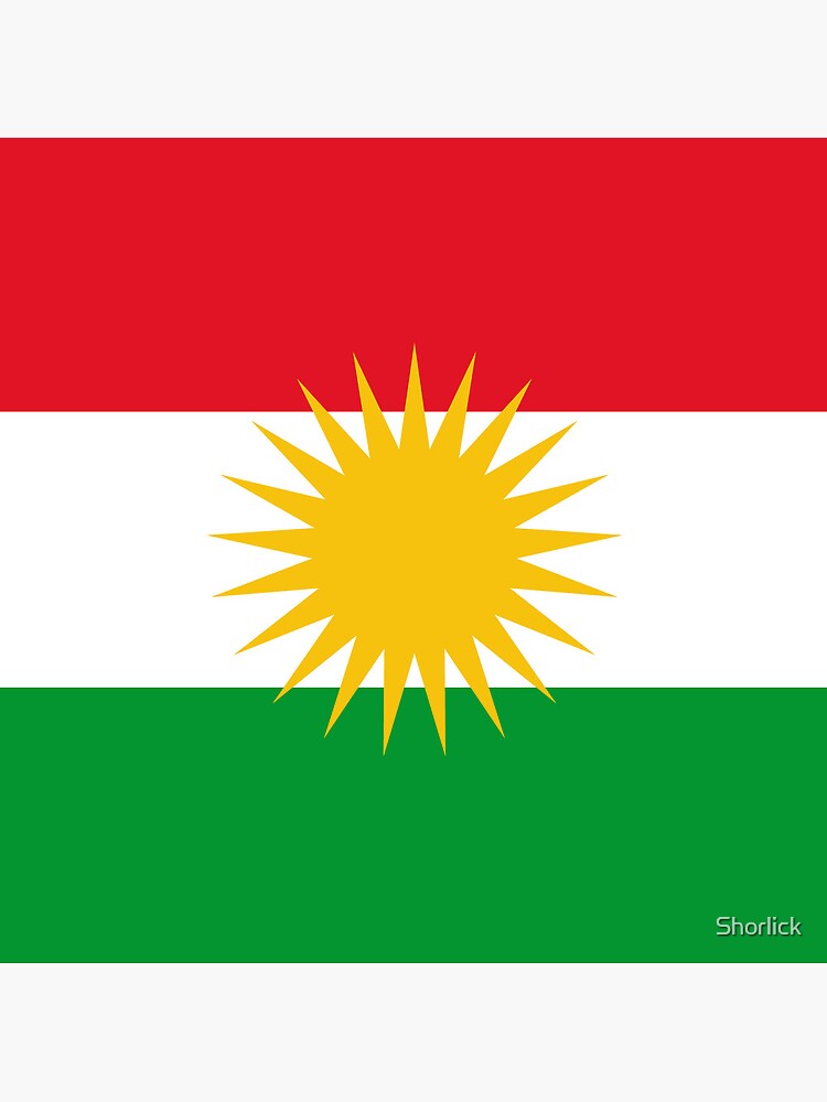 Aperçu 3 sur 3. Coussin avec l'œuvre Drapeau du Kurdistan créée et vendue par Shorlick.