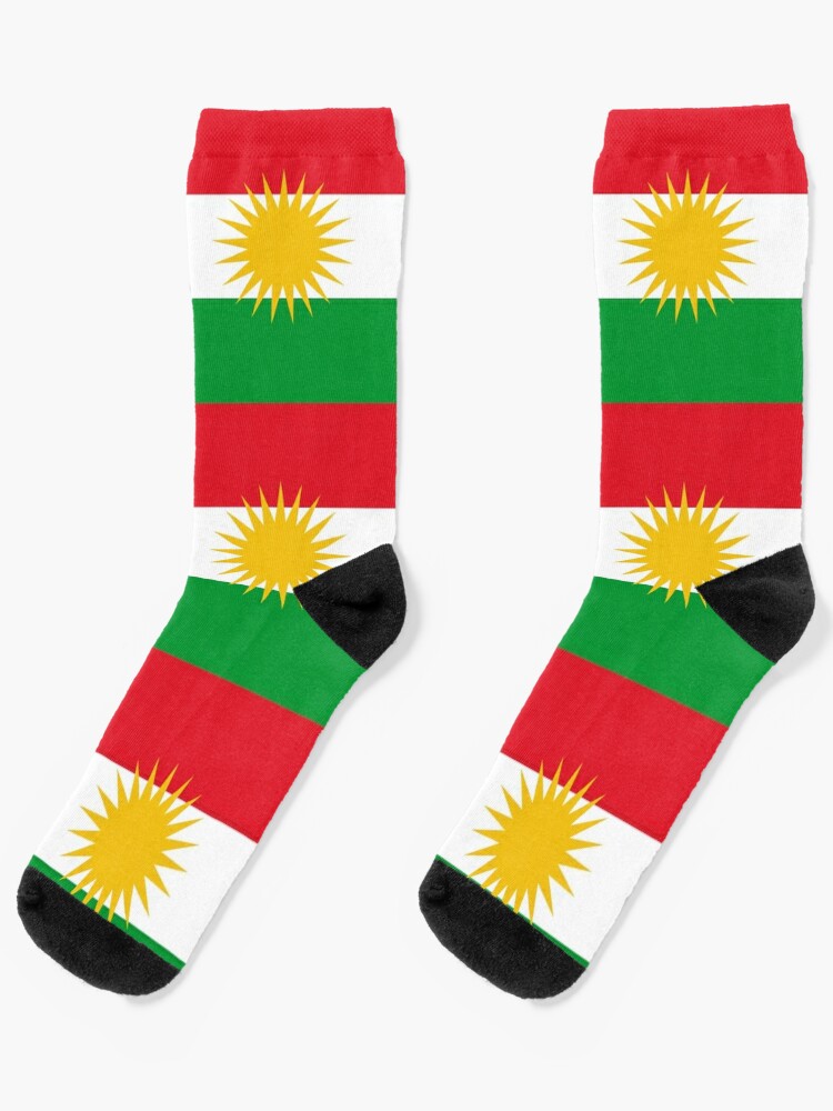 Aperçu 1 sur 5. Chaussettes avec l'œuvre Drapeau du Kurdistan créée et vendue par Shorlick.