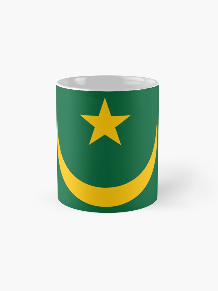 Mug à café avec l'œuvre Drapeau de la Mauritanie créée et vendue par Shorlick