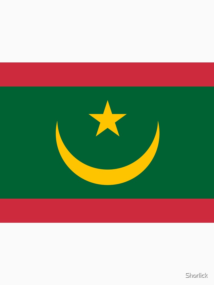 Aperçu 7 sur 7. T-shirt classique avec l'œuvre Drapeau de la Mauritanie créée et vendue par Shorlick.