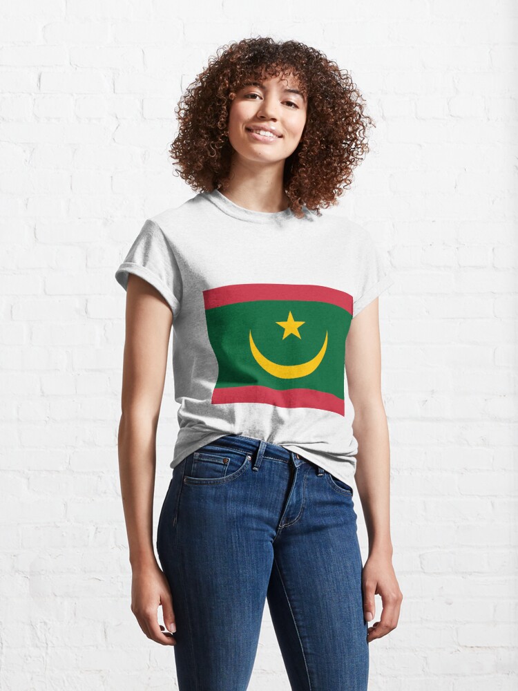 T-shirt classique avec l'œuvre Drapeau de la Mauritanie créée et vendue par Shorlick