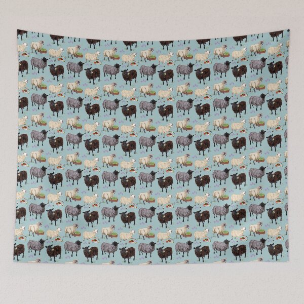 Item preview, Sheep pattern in light blue designed and sold by EskTuulispaa.