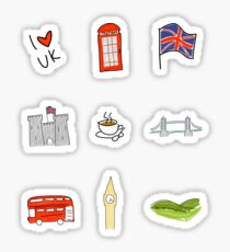I Heart United Kingdom, British Love, UK landmarks Sticker