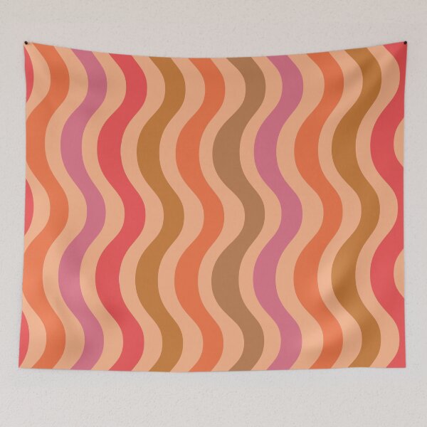 Item preview, Groovy retro 70s waves in orange, red, pink and beige  designed and sold by Yasminepatterns .
