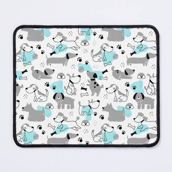 Item preview, Cute Happy Dogs Print in Grey and Aqua designed and sold by cgroenewald.