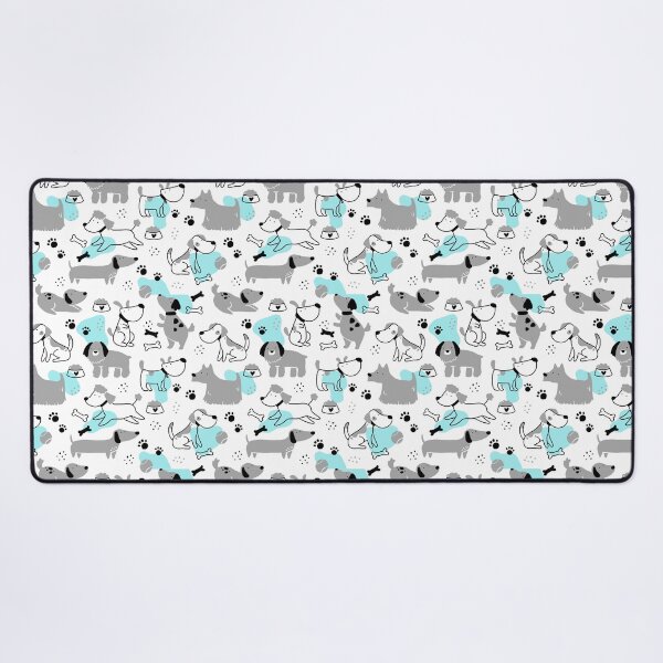 Item preview, Cute Happy Dogs Print in Grey and Aqua designed and sold by cgroenewald.