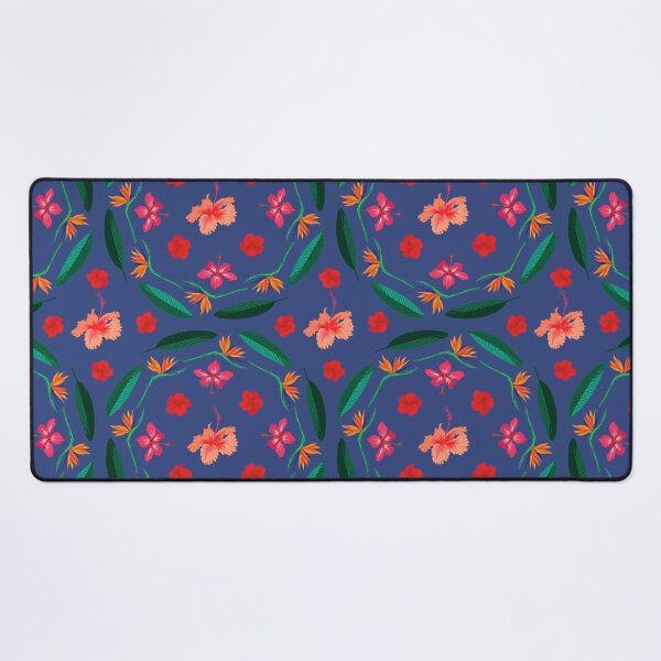 Item preview, Bird of paradise and hibiscus pattern on royal blue designed and sold by MauraHar.