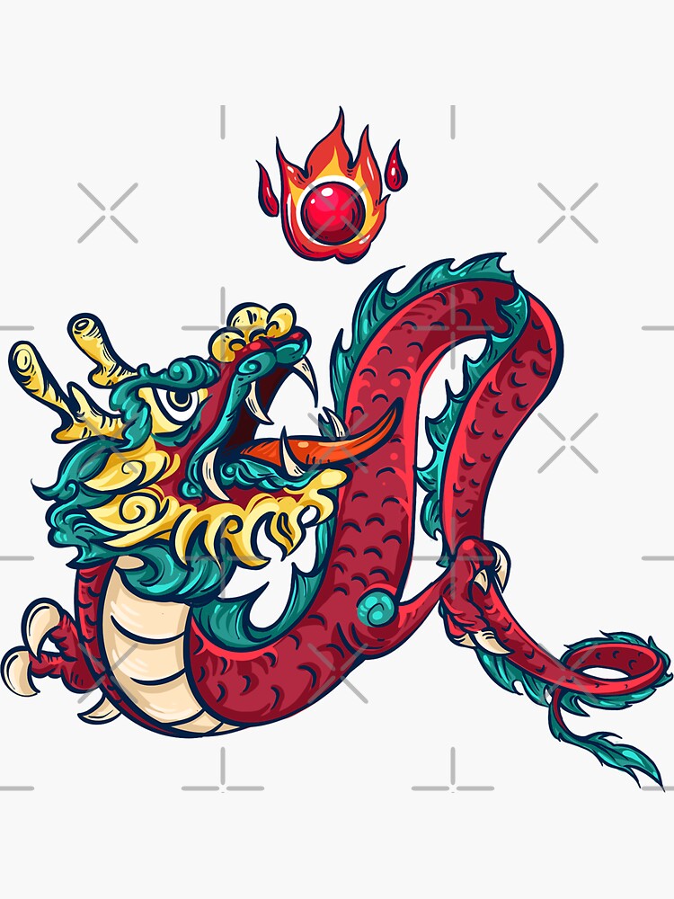 Traditional Chinese Dragon with orb  Sticker for Sale by leen12