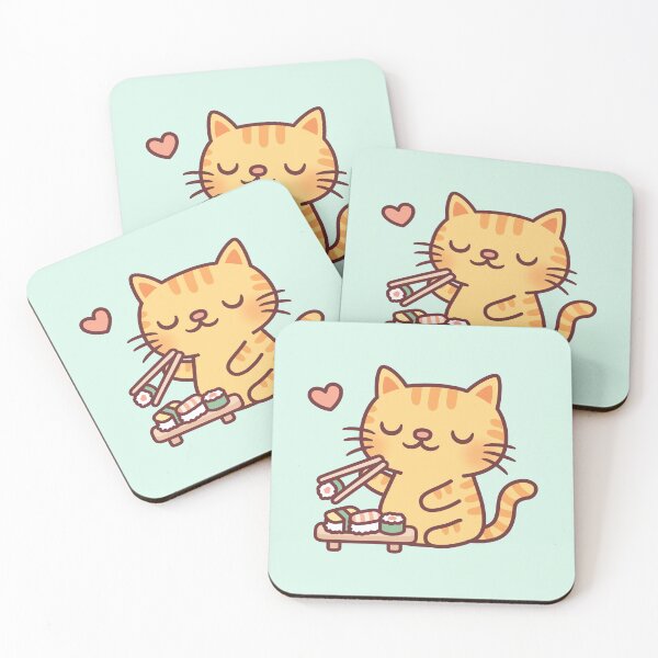 Item preview, Cute Cat Loves Japanese Sushi designed and sold by rustydoodle.