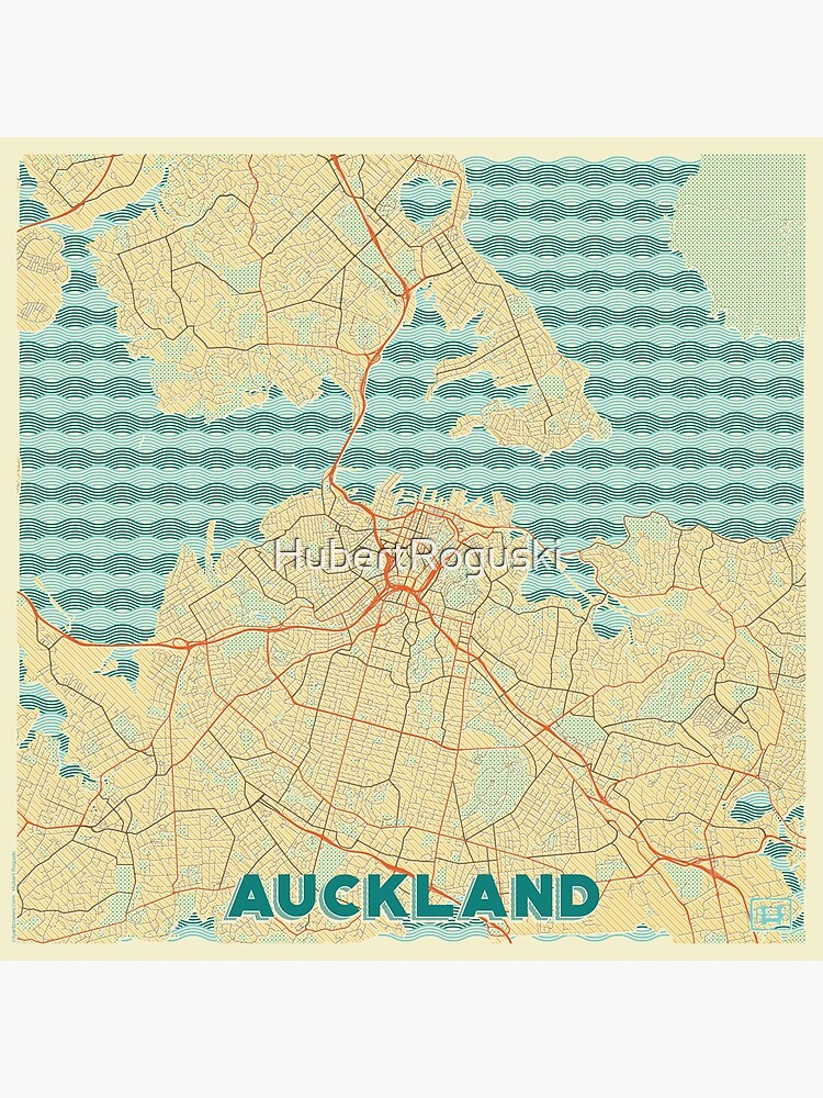 Thumbnail 3 of 3, Poster, Auckland Map Retro designed and sold by HubertRoguski.