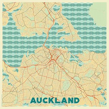 Artwork thumbnail, Auckland Map Retro by HubertRoguski