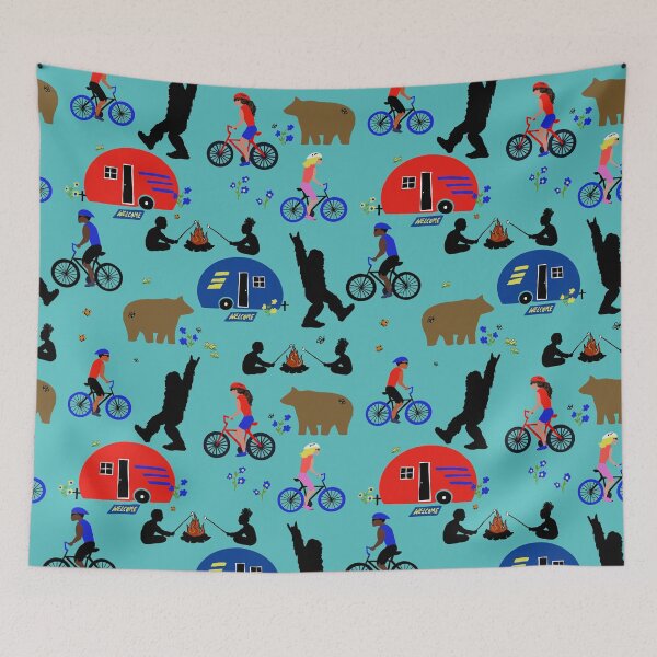 Item preview, Happy Campers with bear, Sasquach, Big Foot and bikers designed and sold by WildCanyon.