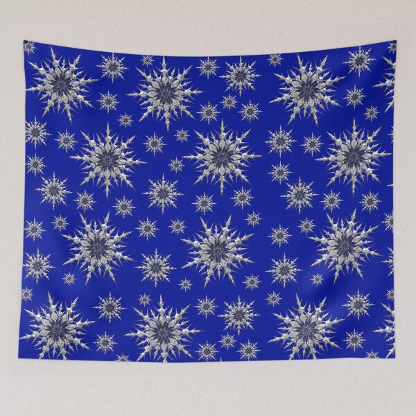 Item preview, Silver snowflakes on royal blue background. designed and sold by imyournightmare.