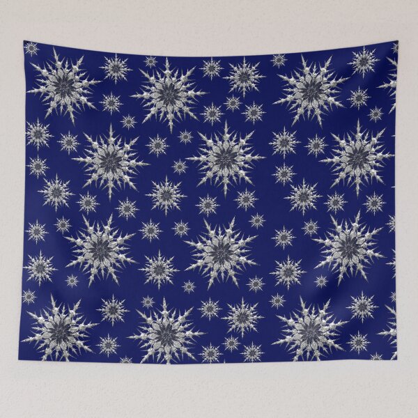 Item preview, Silver snowflakes on navy blue background. designed and sold by imyournightmare.