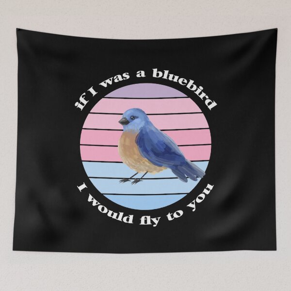 Item preview, If I was a bluebird I would fly to you vintage retro designed and sold by motivationlife7.