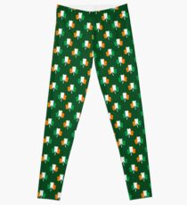 Irish Flag Green White Orange on Green St. Patricks Day Ireland Leggings