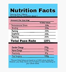 Trans Nutrition Facts Photographic Print