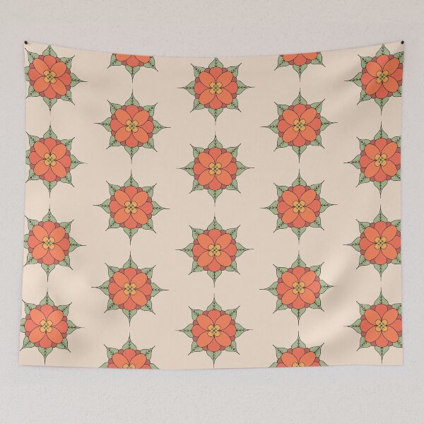 Item preview, Orange Marigold Pattern with Leaves designed and sold by Garden-View.
