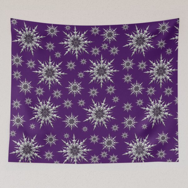 Item preview, Silver snowflakes on dark purple background. designed and sold by imyournightmare.
