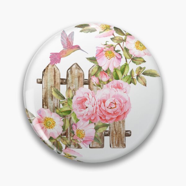 Item preview, Hummingbird and Wild Pink Roses designed and sold by tomorrowsart.