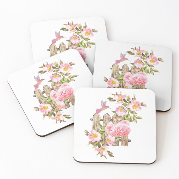 Item preview, Hummingbird and Wild Pink Roses designed and sold by tomorrowsart.