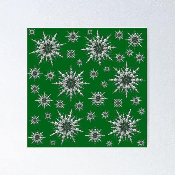 Item preview, Silver snowflakes on green background. designed and sold by imyournightmare.