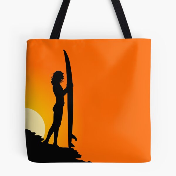 Item preview, Silueta de puesta de sol de surfista femenina designed and sold by drubdrub.