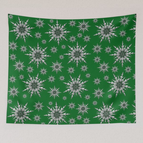 Item preview, Silver snowflakes on green background. designed and sold by imyournightmare.