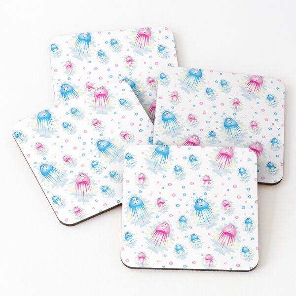 Item preview, Divertidas medusas de dibujos animados rosa y azul designed and sold by drubdrub.