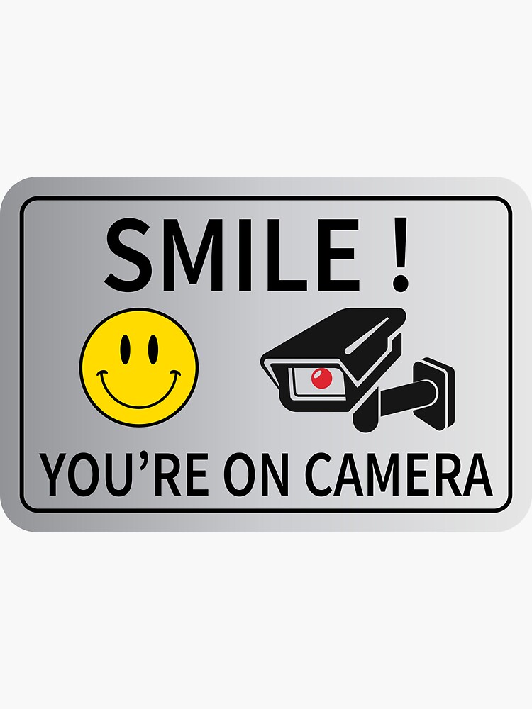 "Funny Video Surveillance Sign" Sticker for Sale by StickDeco Redbubble
