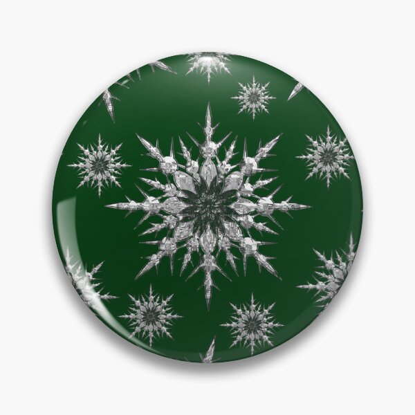 Item preview, Silver snowflakes on dark green background. designed and sold by imyournightmare.