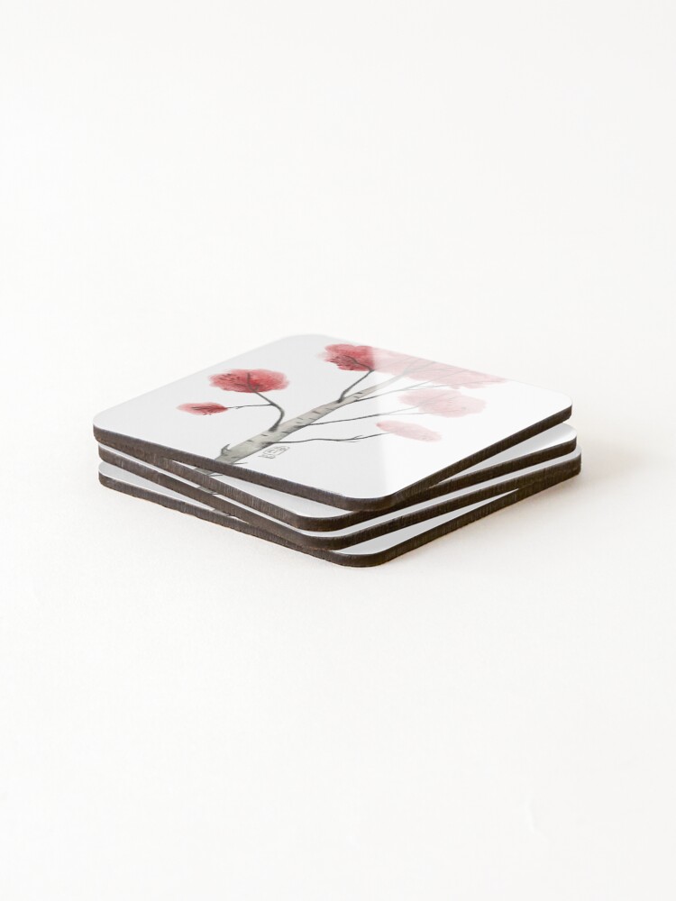 Thumbnail 4 of 5, Coasters (Set of 4), Red tree designed and sold by RBRTIllustrator.