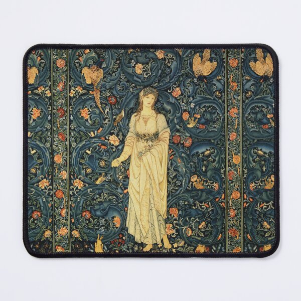 Item preview, LADY FLORA, GREENERY, FOREST ANIMALS ,PHEASANT BIRDS ,RABBITS Blue Green Floral Tapestry designed and sold by BulganLumini.